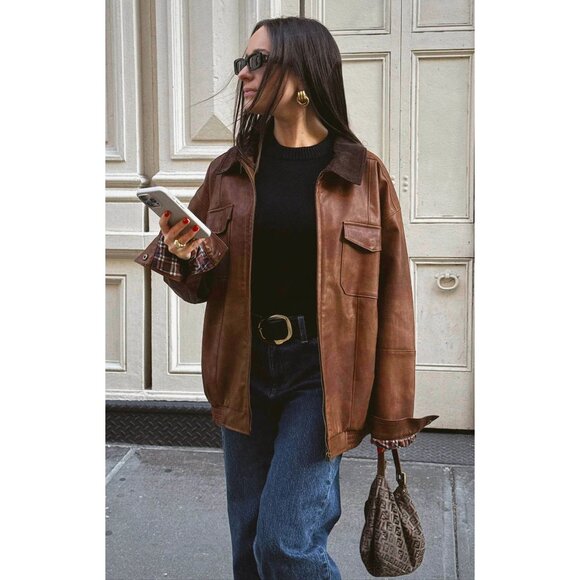 Show Me Your Mumu Maverick Bomber Jacket in Chestnut Brown XSmall New Womens - Picture 16 of 16